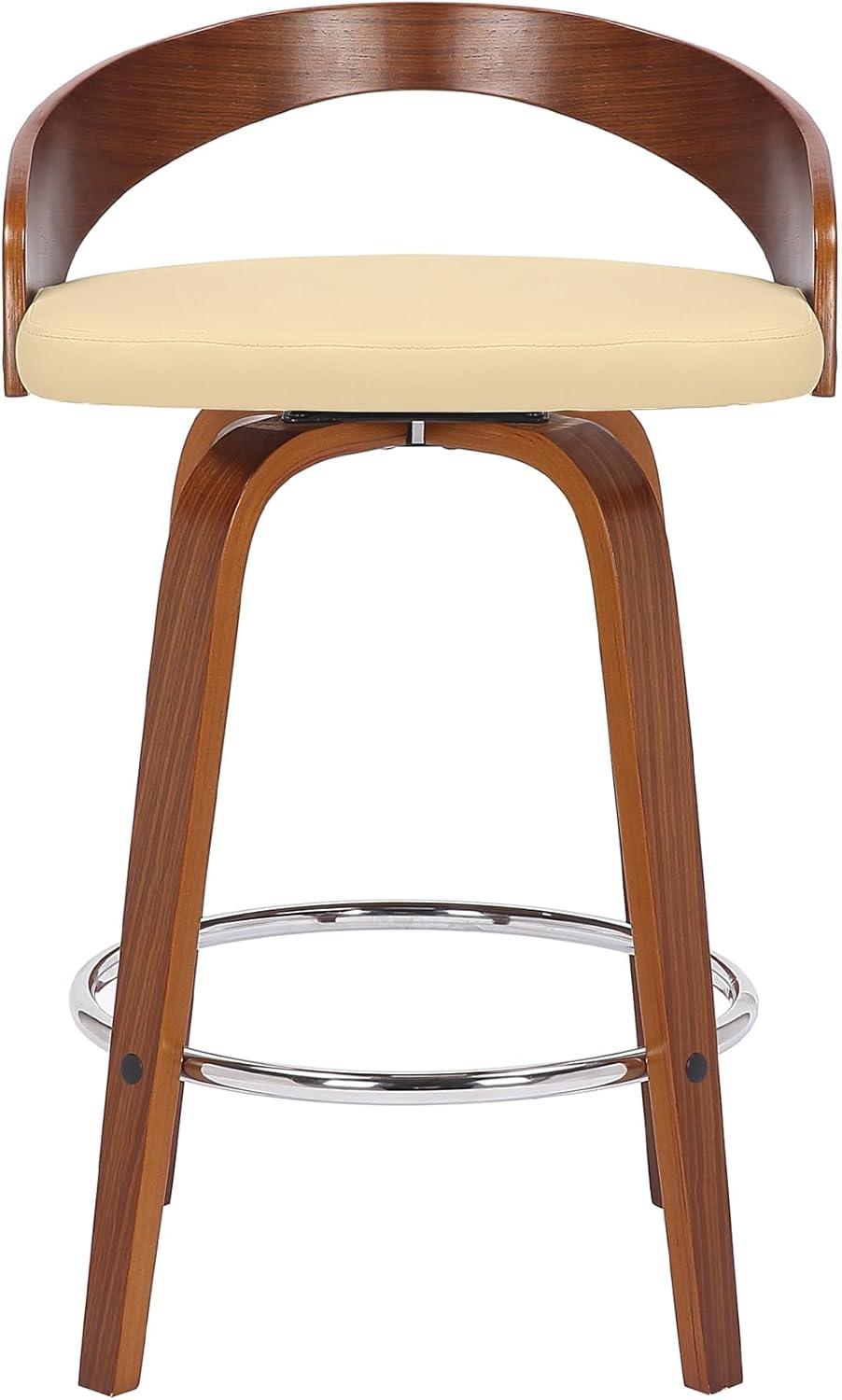 image:imageArmen Living Sonia 30 Bar Height Swivel Cream Faux Leather and Walnut Wood Bar Stool Set of 2Cream and Walnut Wood