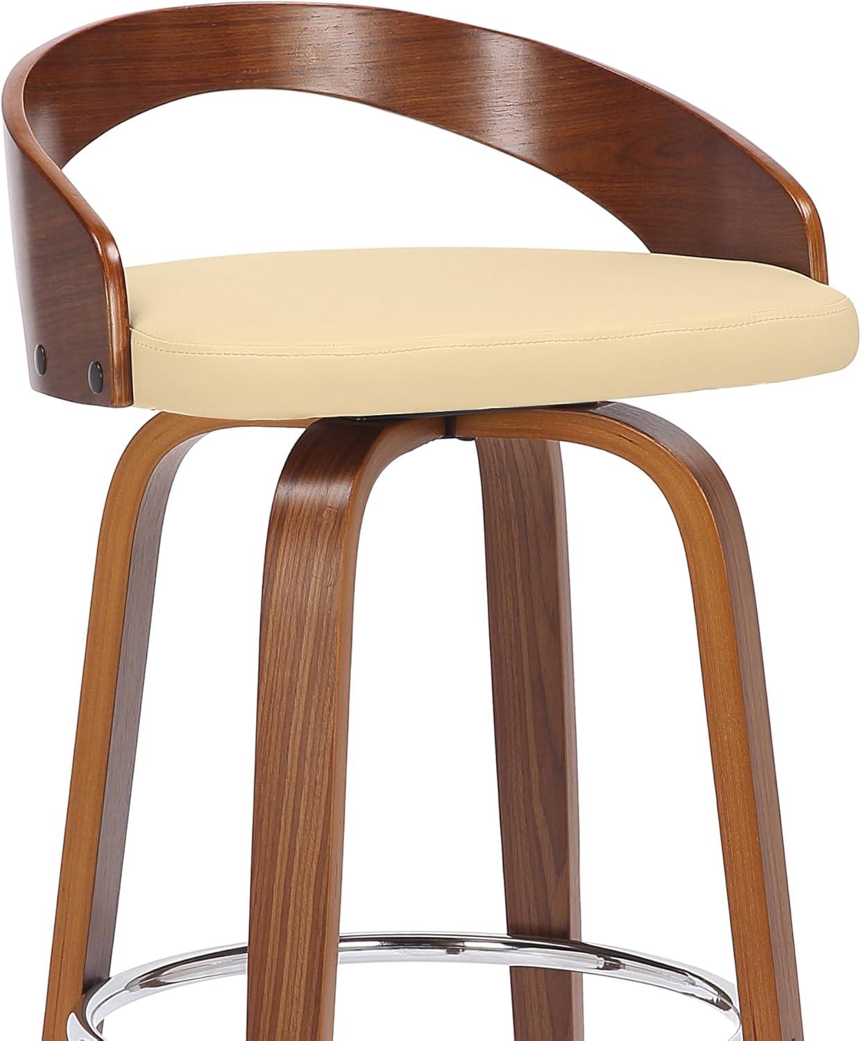 image:imageArmen Living Sonia 30 Bar Height Swivel Cream Faux Leather and Walnut Wood Bar Stool Set of 2Cream and Walnut Wood