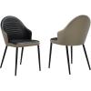 image:imageArmen Living Rocco Upholstered Dining Chair in Taupe Grey and Black Faux Leather with Black Metal Legs  Set of 2
