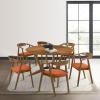 image:imageArmen Living Santana Wood Dining Chair in Walnut Finish with Orange Fabric  Set of 6