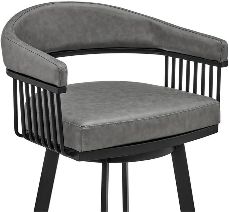 image:imageArmen Living Bronson 25 Counter Height Swivel Bar Stool in Silver Finish and White Faux LeatherGrayBlack