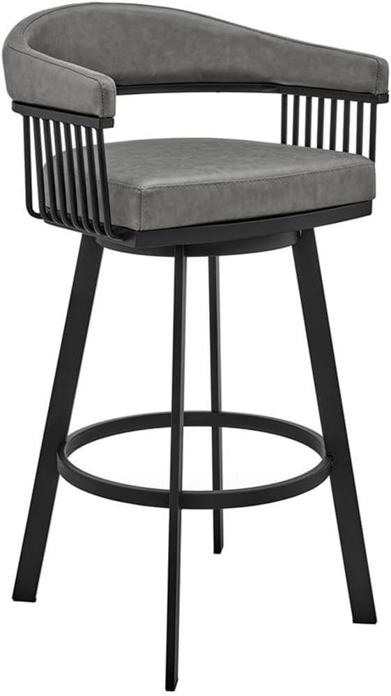 image:imageArmen Living Bronson 25 Counter Height Swivel Bar Stool in Silver Finish and White Faux LeatherGrayBlack