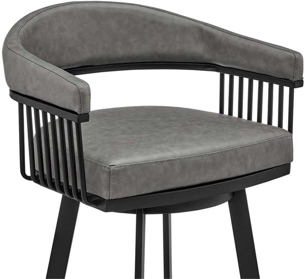 image:imageArmen Living Bronson 25 Counter Height Swivel Bar Stool in Silver Finish and White Faux LeatherGrayBlack