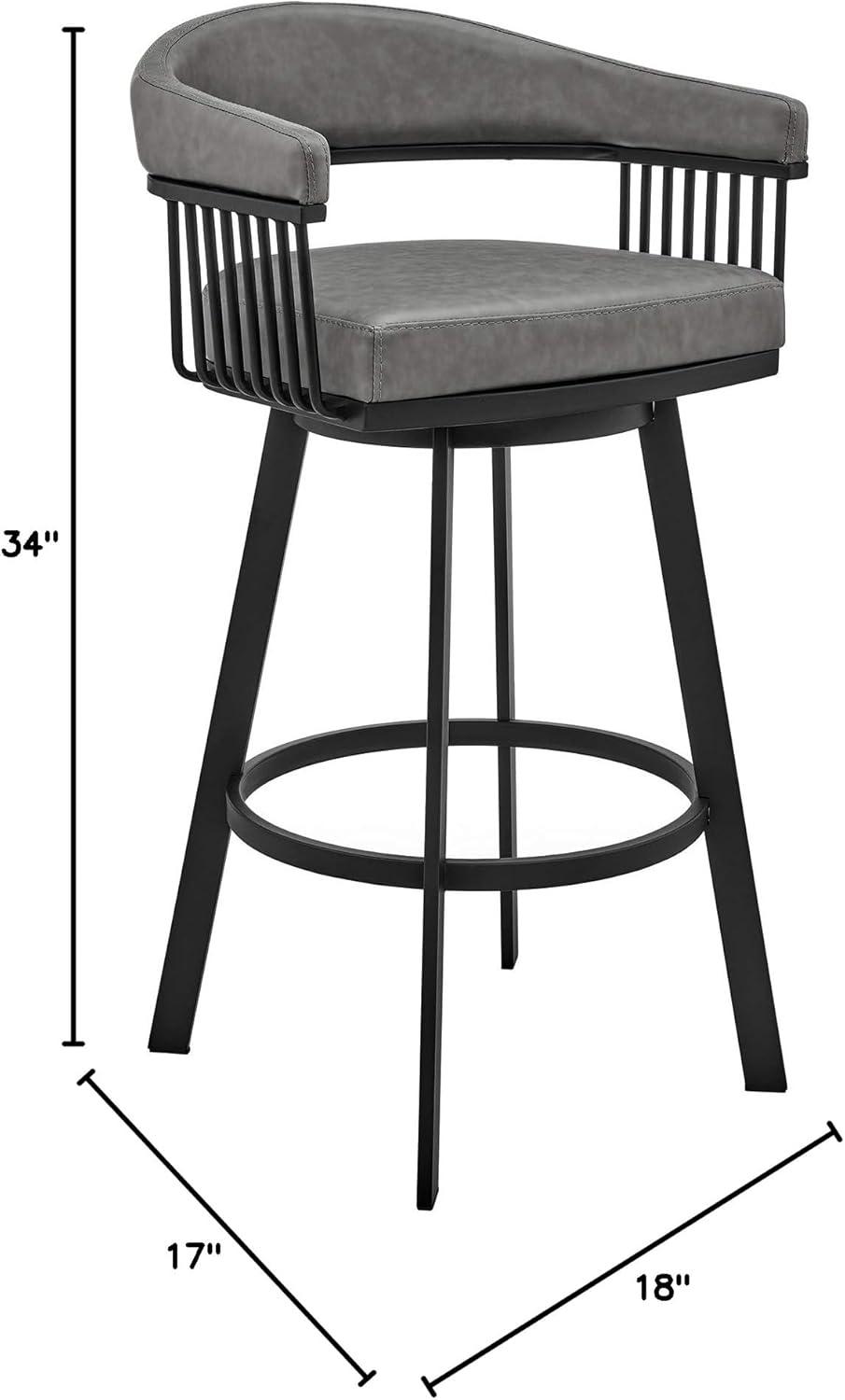 image:imageArmen Living Bronson 25 Counter Height Swivel Bar Stool in Silver Finish and White Faux LeatherGrayBlack