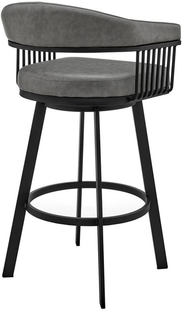 image:imageArmen Living Bronson 25 Counter Height Swivel Bar Stool in Silver Finish and White Faux LeatherGrayBlack