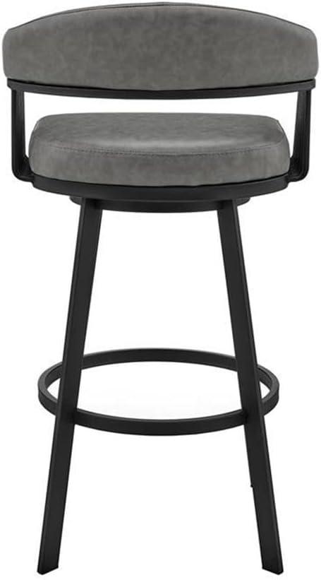 image:imageArmen Living Bronson 25 Counter Height Swivel Bar Stool in Silver Finish and White Faux LeatherGrayBlack