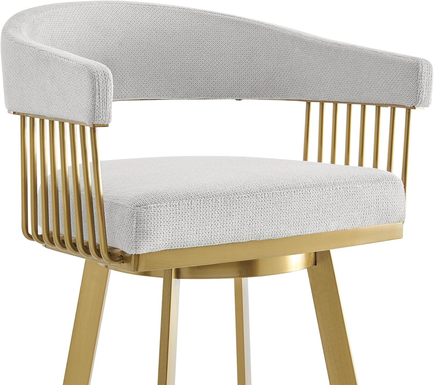 image:imageArmen Living Chelsea 30 Swivel Bar Stool with Gold Brushed Stainless Steel and Silver Fabric