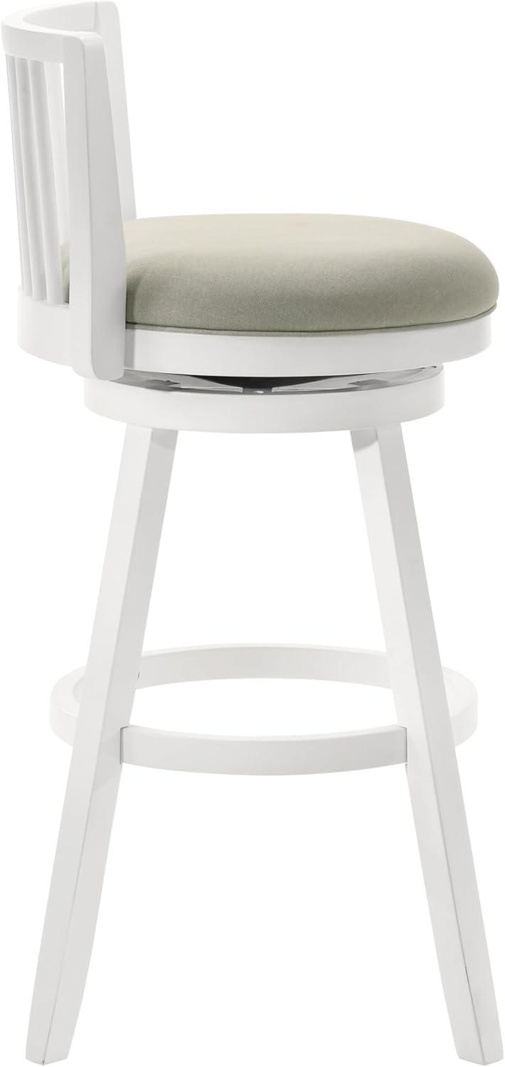 image:imageArmen Living Harper 26 in Matte White Counter Height Rubberwood Swivel Barstool with Fog Fabric Seat Set of 2