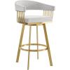 image:imageArmen Living Chelsea 30 Swivel Bar Stool with Gold Brushed Stainless Steel and Silver Fabric