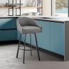 image:imageEleanor 30 Swivel Bar Stool in Brushed Stainless Steel with Black Faux Leather  Set of 4Grey