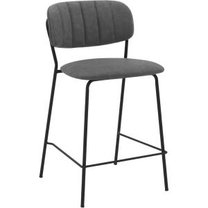 Armen Living Carlo 26″ Gray Faux Leather and Black Metal Counter Height Bar Stool