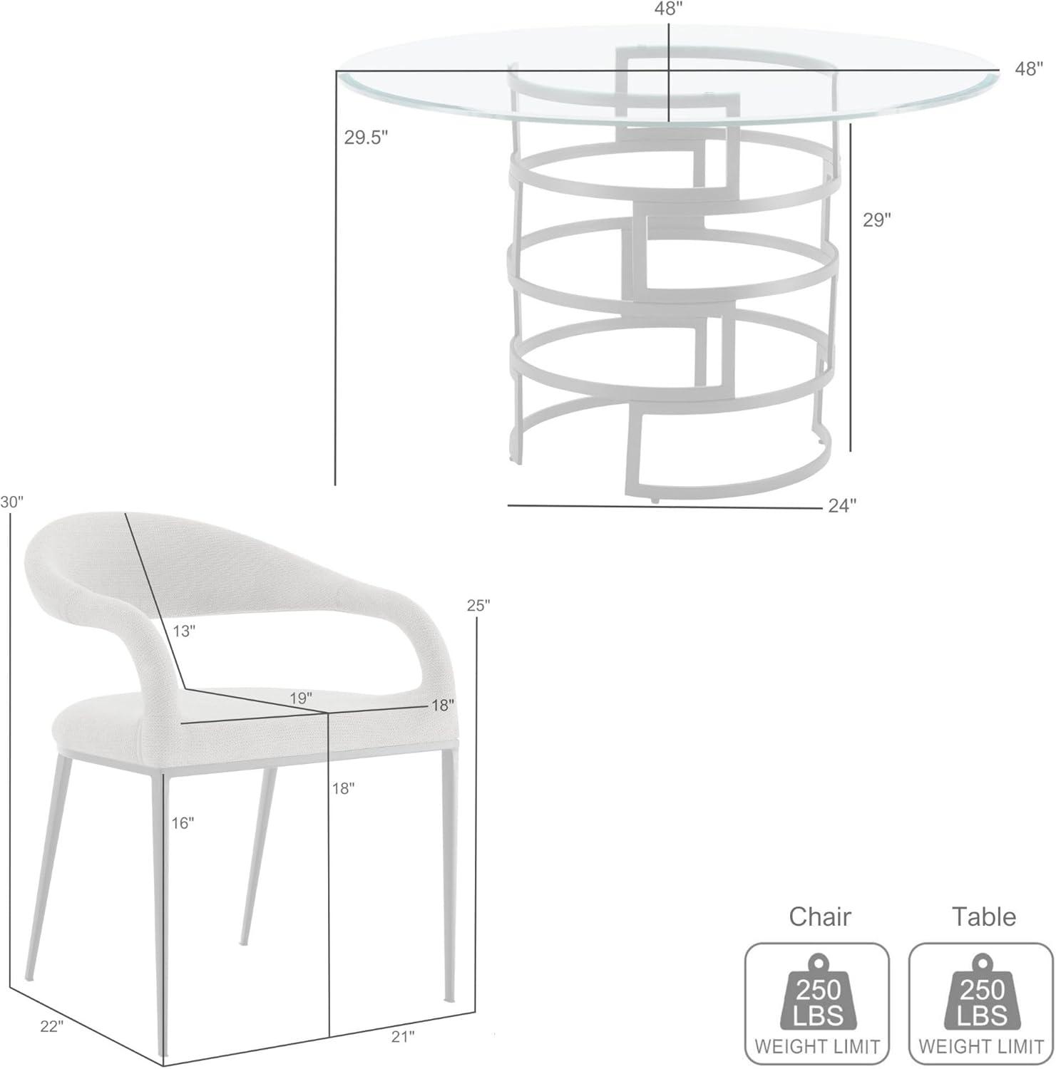 image:imageArmen Living Diaz Morgan 5 Piece Round Glass Dining Table Set with Matte Black Iron and Light Gray Fabric