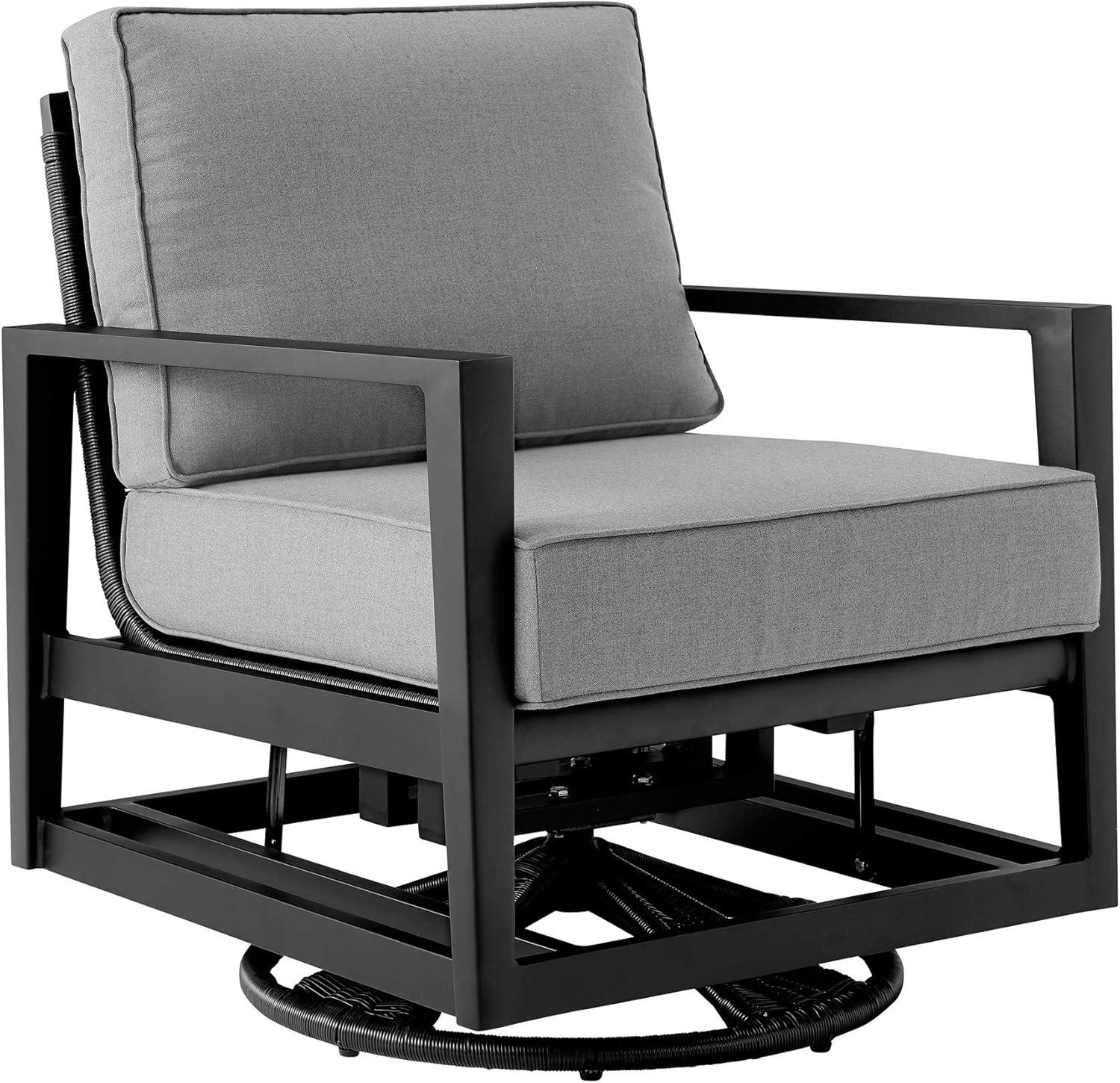 image:imageArmen Living Grand 3 Piece Black Aluminum Outdoor Seating Set with Dark Gray Cushions