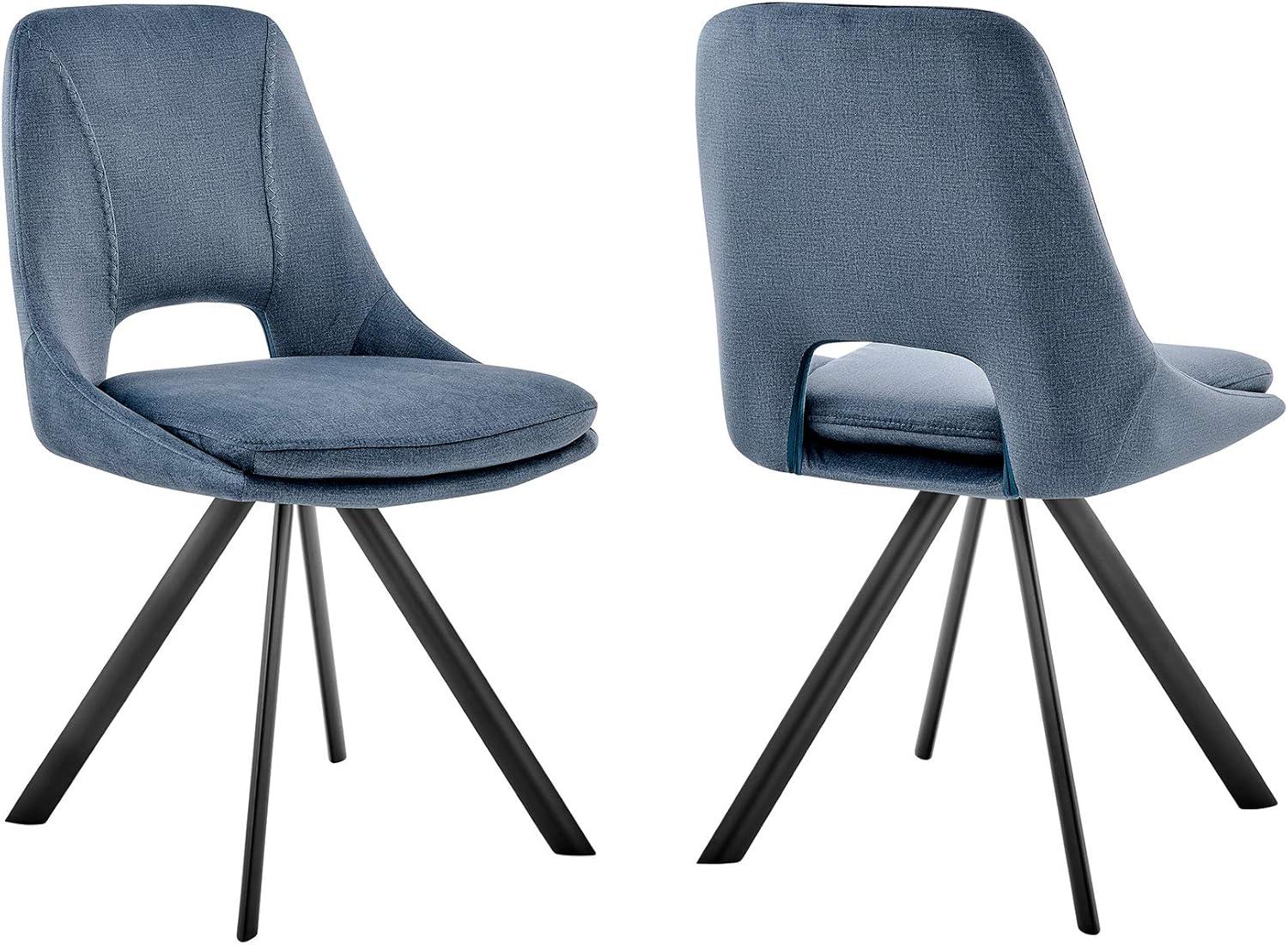 image:imageLexi Dining Room Accent Chair in Blue Velvet and Black Finish Set of 4