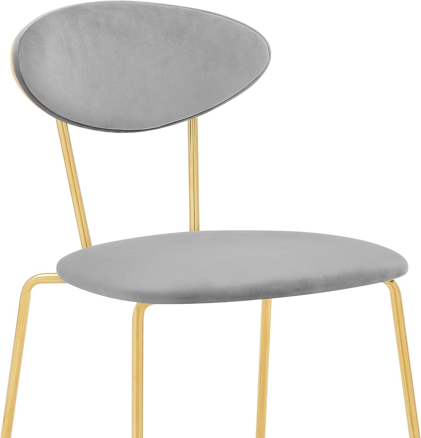 image:imageNeo Modern Gray Velvet and Gold Metal Leg Dining Room Chairs Set of 4GrayGold Chrome