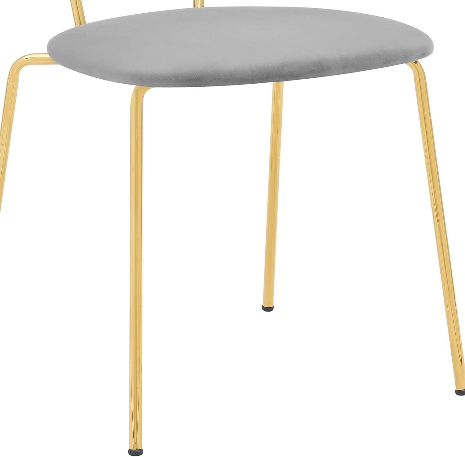 image:imageNeo Modern Gray Velvet and Gold Metal Leg Dining Room Chairs Set of 4GrayGold Chrome