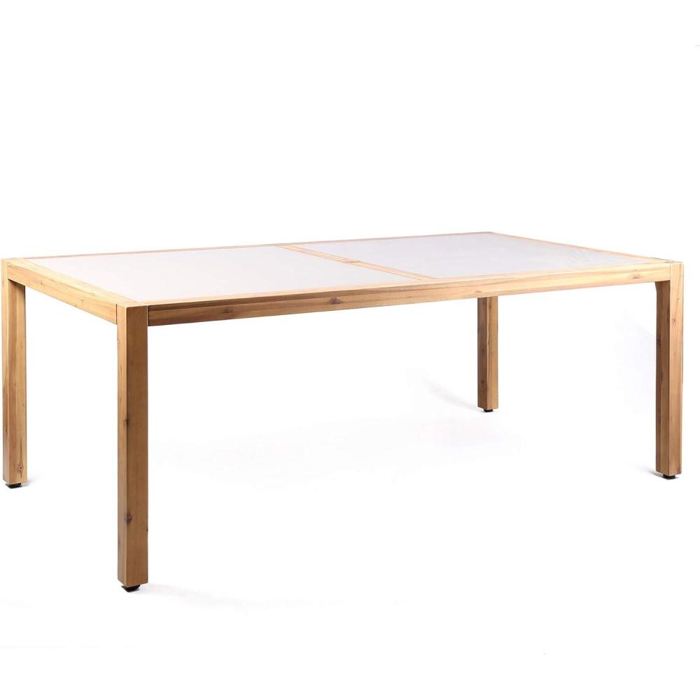 image:imageArmen Living Sienna Outdoor Eucalyptus Dining Table Finish and Concrete Top Gray LCSIDITEAK TeakGrey Super Stone