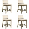 image:imageYaneli Contemporary Natural Wood Bar Height Kitchen Bar Stool in Amber Glow Finish with White Fabric Upholstered SeatWhitePutty Brown