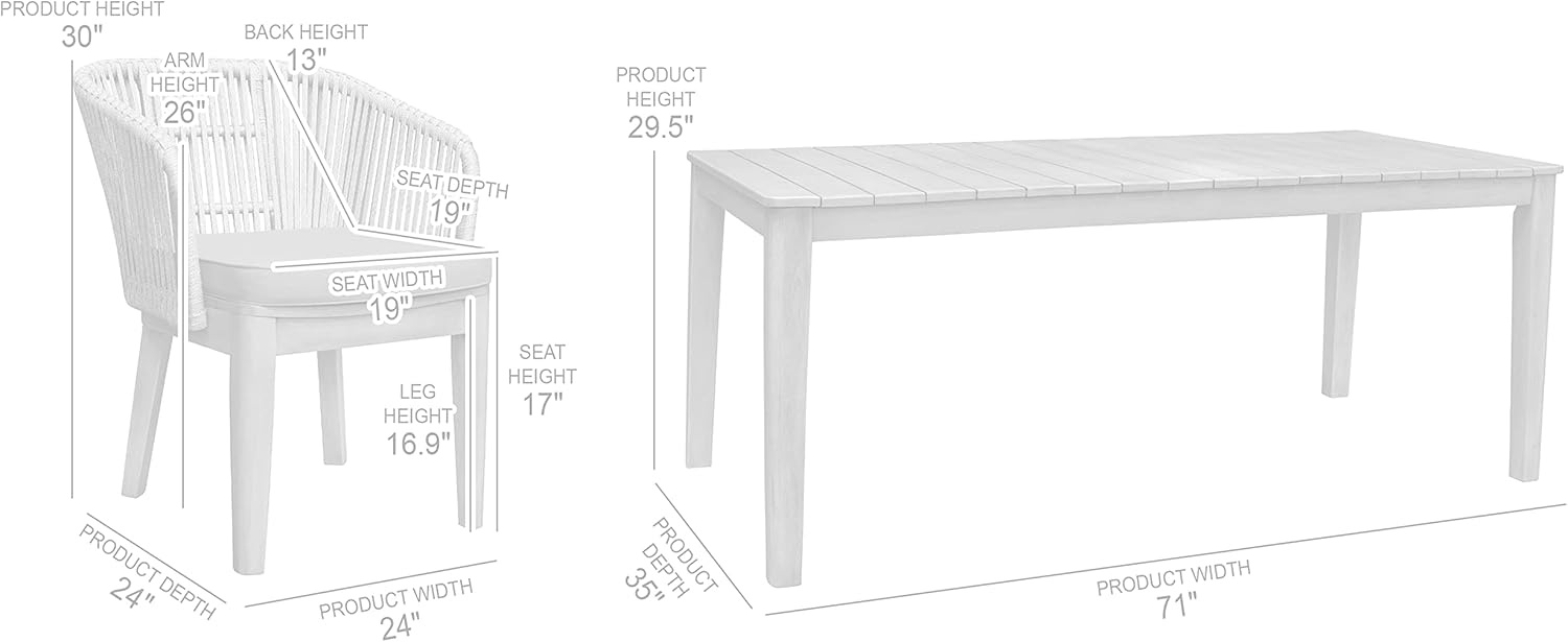 image:imageArmen Living Haiti Modern Outdoor Patio Dining Set 7 Piece Grey