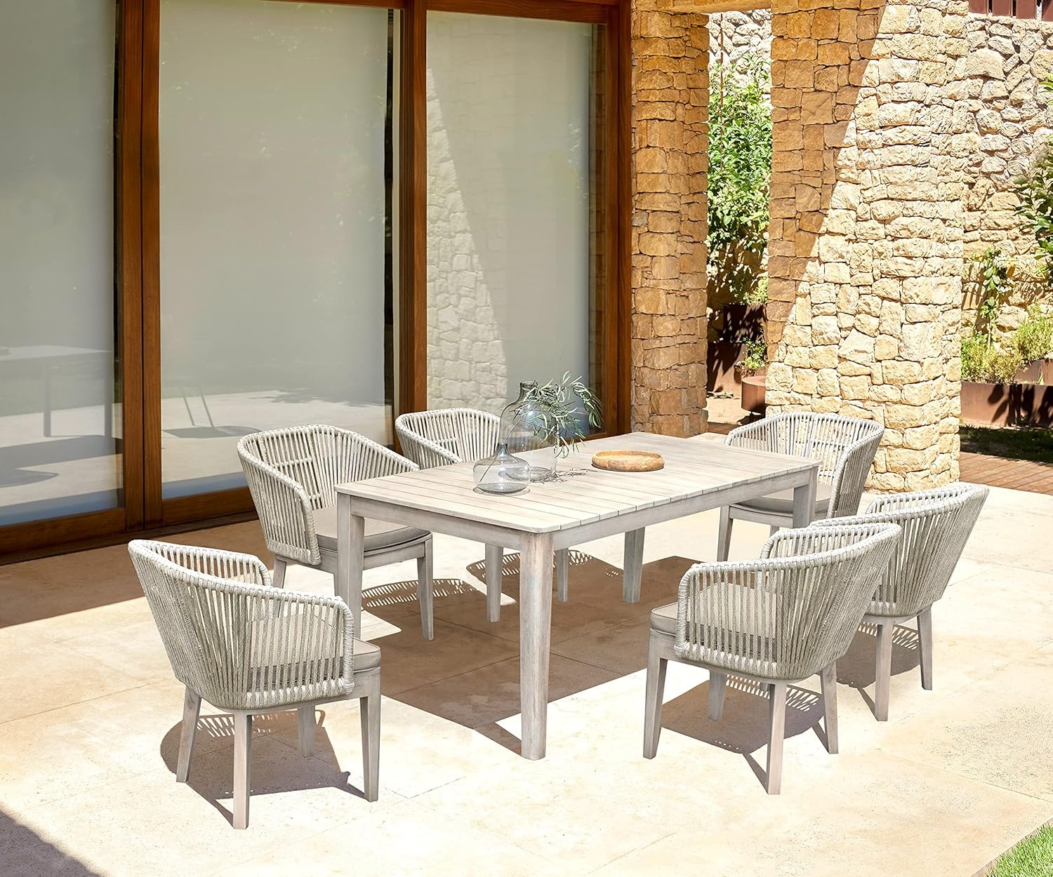 image:imageArmen Living Haiti Modern Outdoor Patio Dining Set 7 Piece Grey