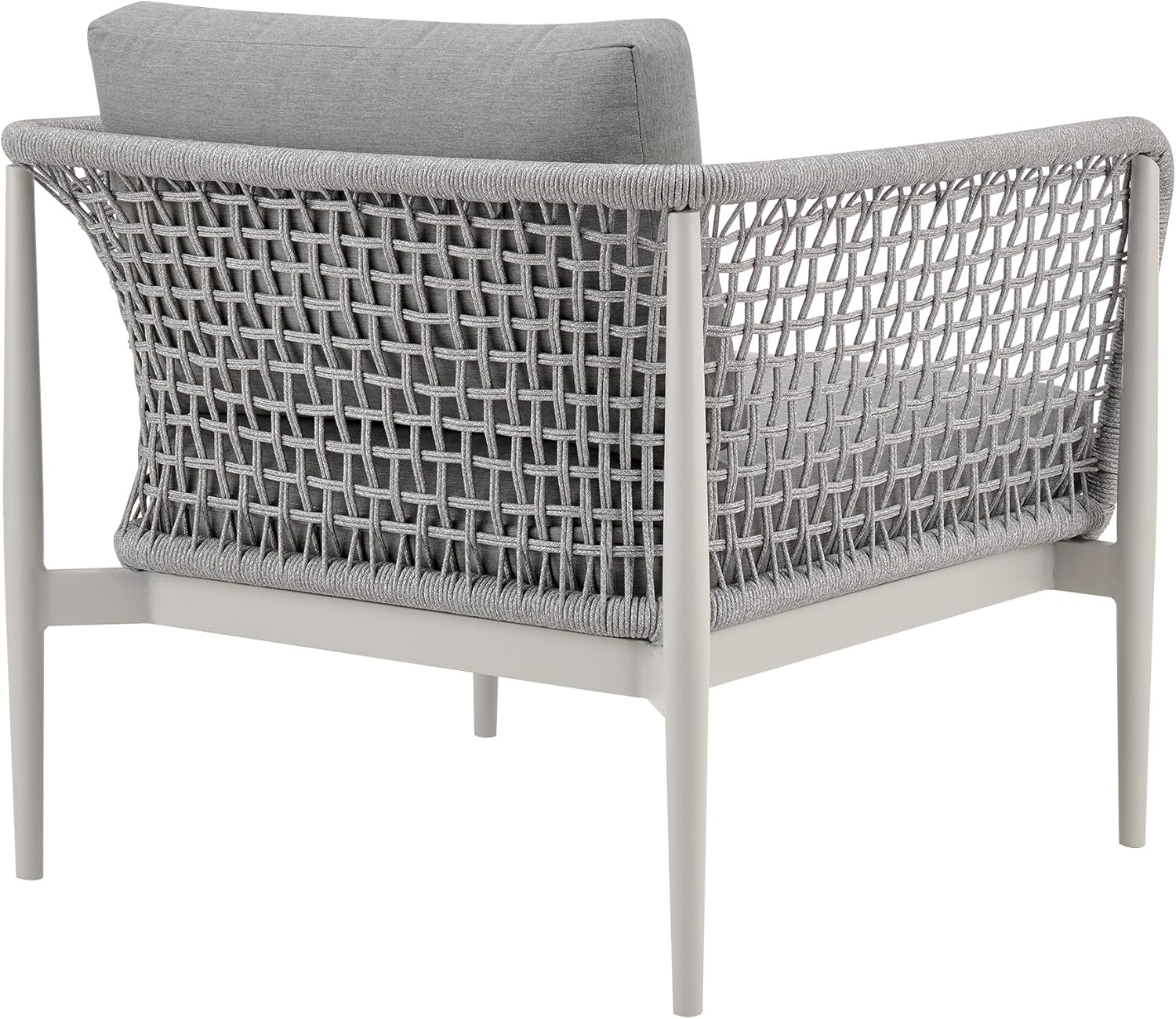 image:imageArmen Living Rhodes Outdoor Patio Armchair in Aluminum with Light Gray Rope and Cushions