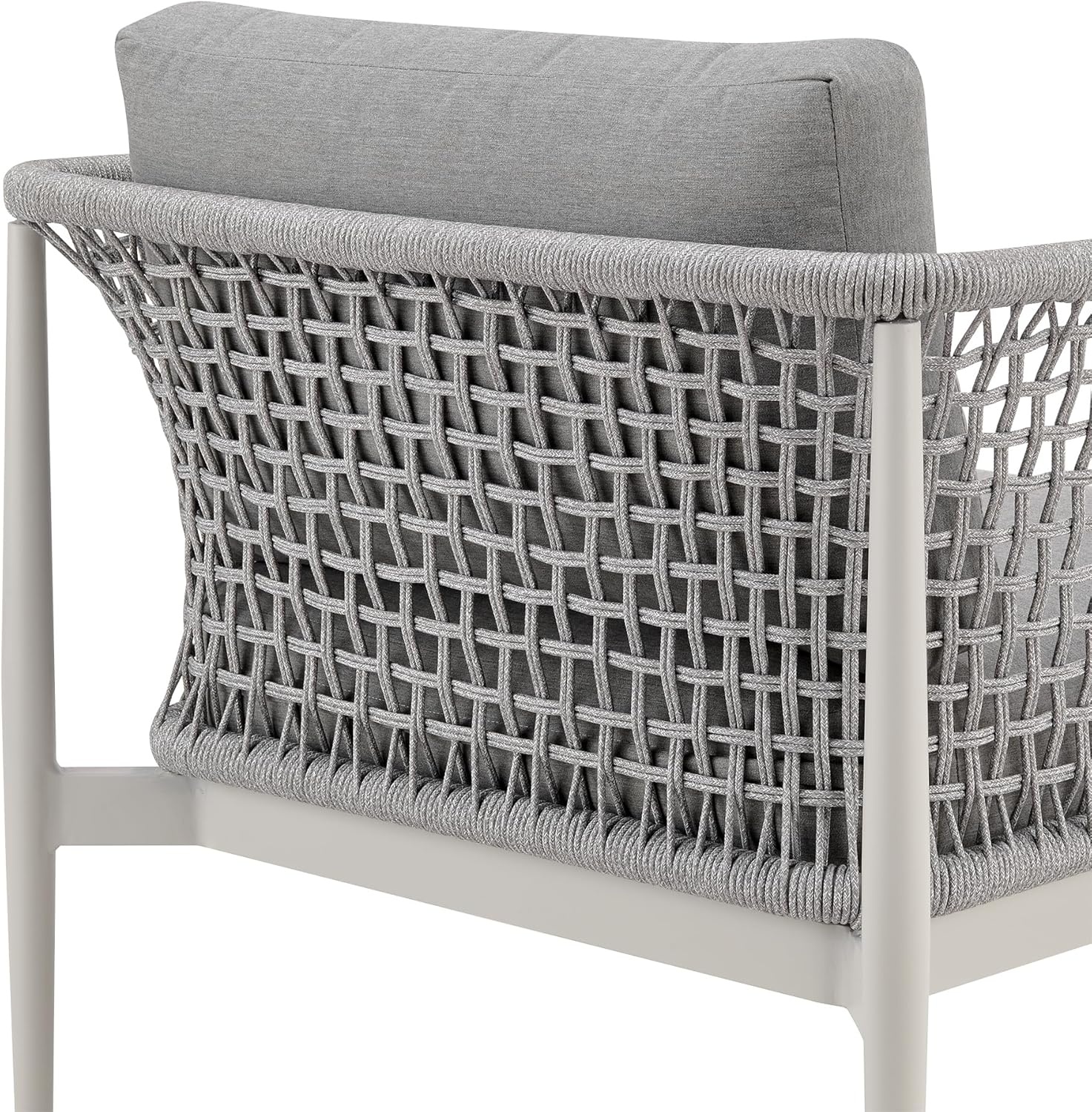 image:imageArmen Living Rhodes Outdoor Patio Armchair in Aluminum with Light Gray Rope and Cushions