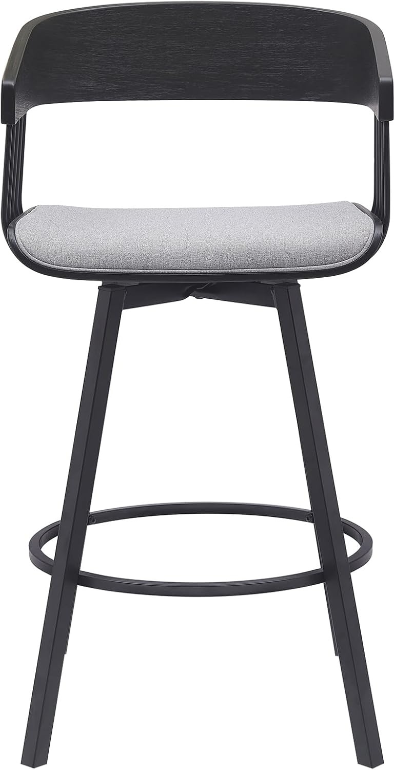 image:imageAthena 31 Swivel Walnut Wood Bar Stool in Cream Faux Leather with Black Metal Set of 3Grey