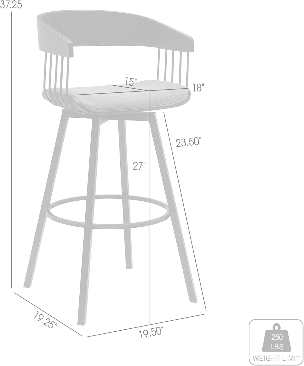 image:imageAthena 31 Swivel Walnut Wood Bar Stool in Cream Faux Leather with Black Metal Set of 3Grey