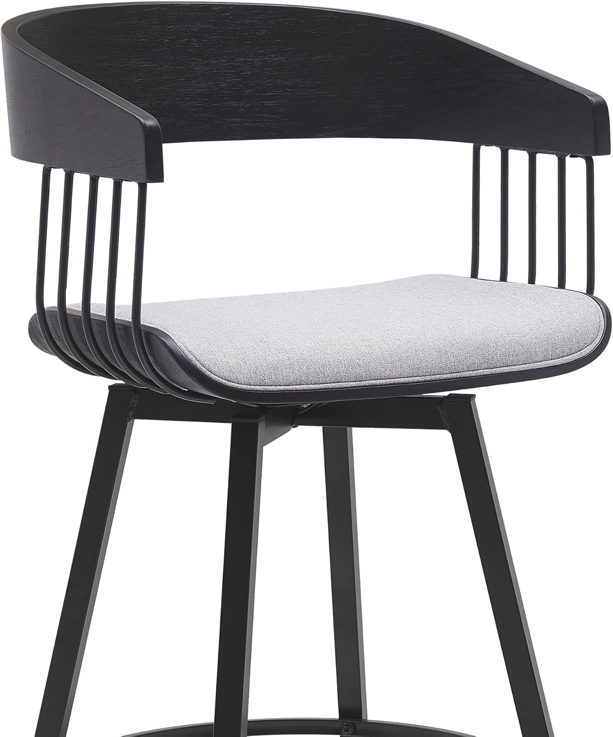 image:imageAthena 31 Swivel Walnut Wood Bar Stool in Cream Faux Leather with Black Metal Set of 3Grey