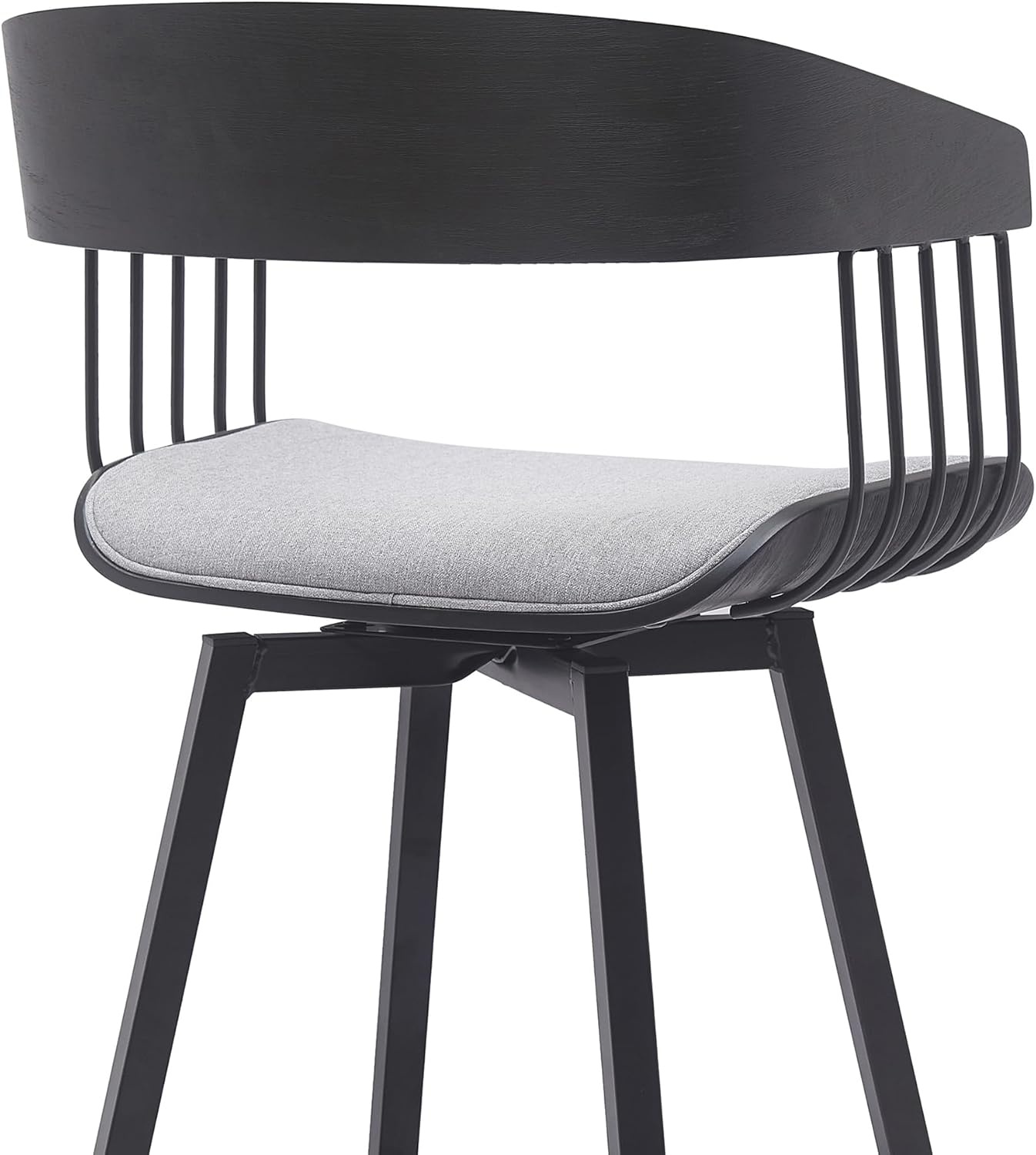 image:imageAthena 31 Swivel Walnut Wood Bar Stool in Cream Faux Leather with Black Metal Set of 3Grey
