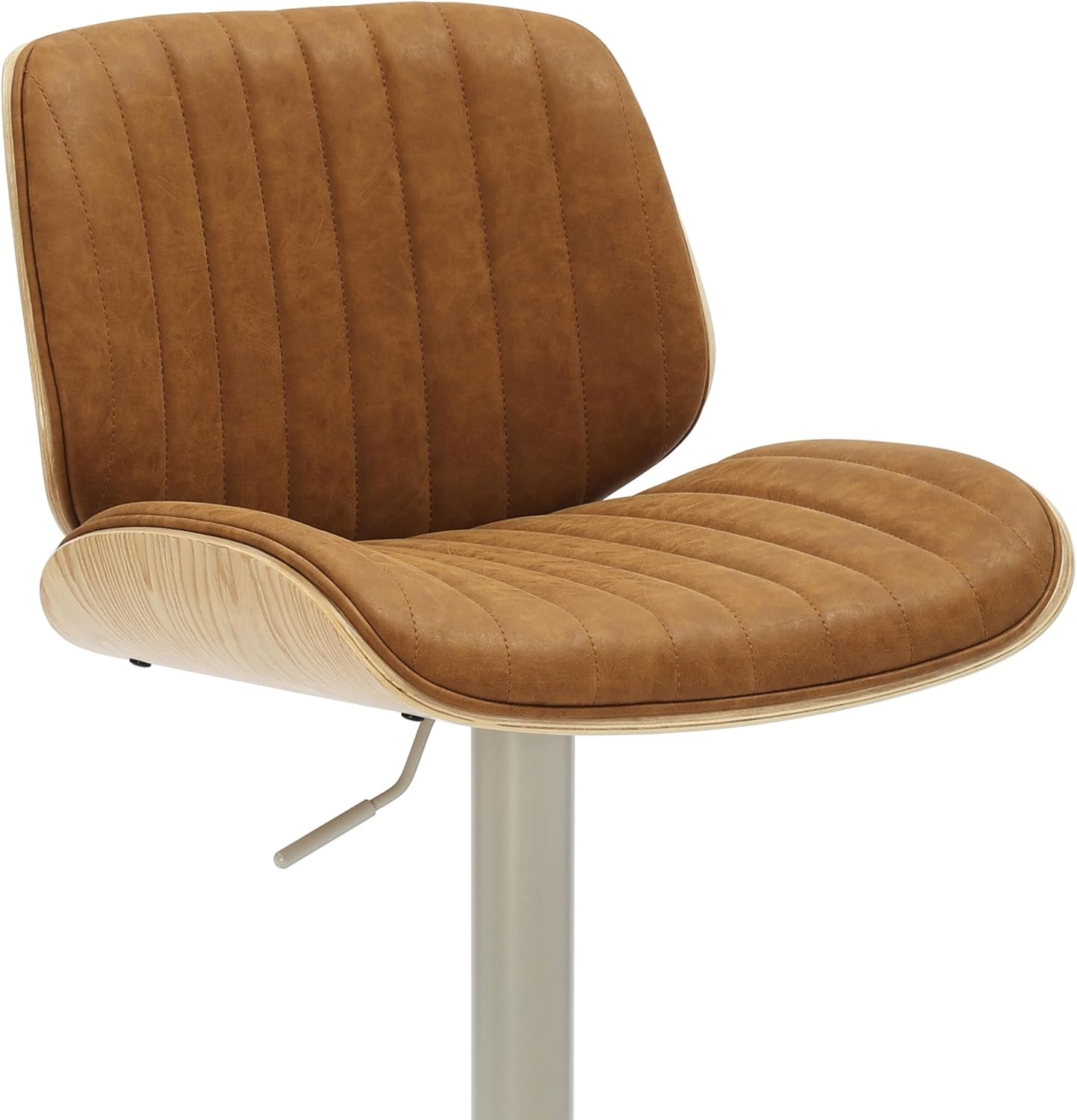 image:imageBrock Adjustable Swivel Vintage Green Curved Back Wood Bar Stool with Faux Leather SeatCamelOak