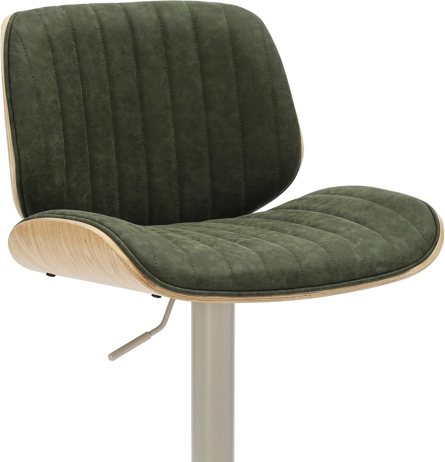 image:imageBrock Adjustable Swivel Vintage Green Curved Back Wood Bar Stool with Faux Leather SeatVintage GreenOak