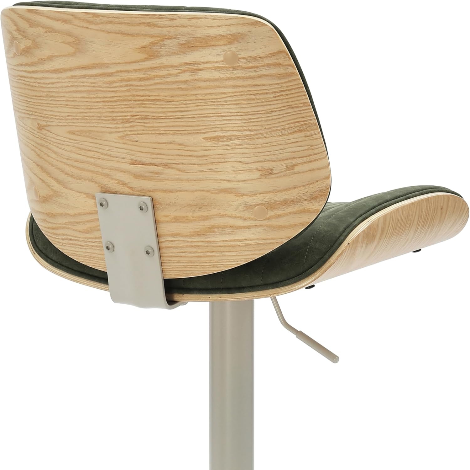 image:imageBrock Adjustable Swivel Vintage Green Curved Back Wood Bar Stool with Faux Leather SeatVintage GreenOak