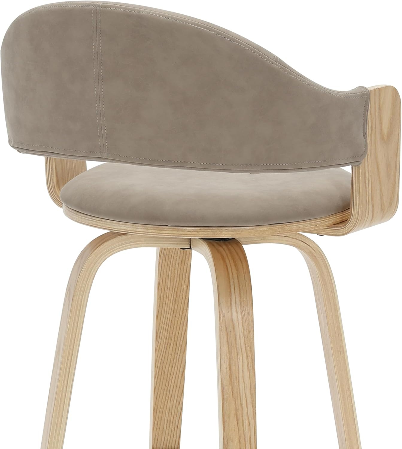 image:imageDaxton 40 in H Swivel Bar Height Vintage Green Round Back Wood Bar Stool with Faux Leather SeatVintage TaupeOak