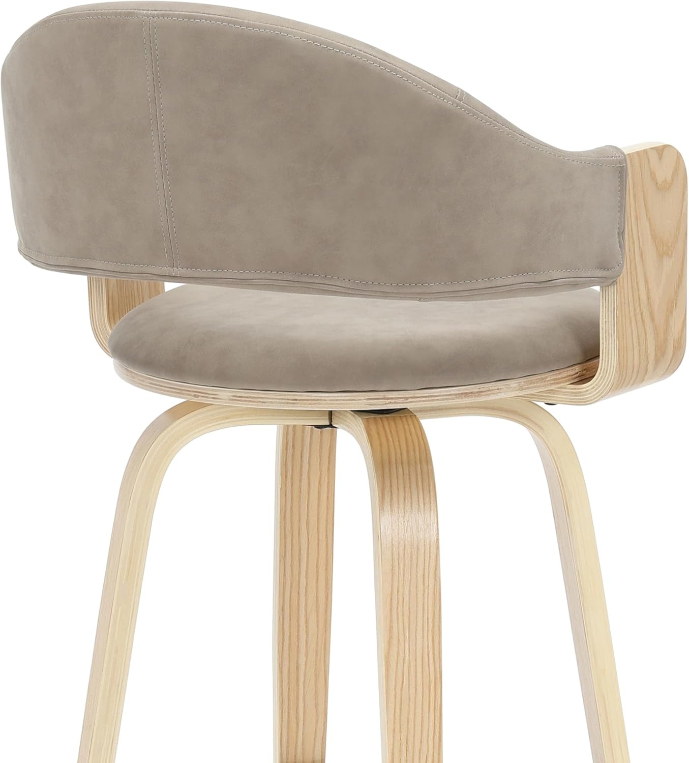 image:imageDaxton 40 in H Swivel Bar Height Vintage Green Round Back Wood Bar Stool with Faux Leather SeatVintage TaupeOak