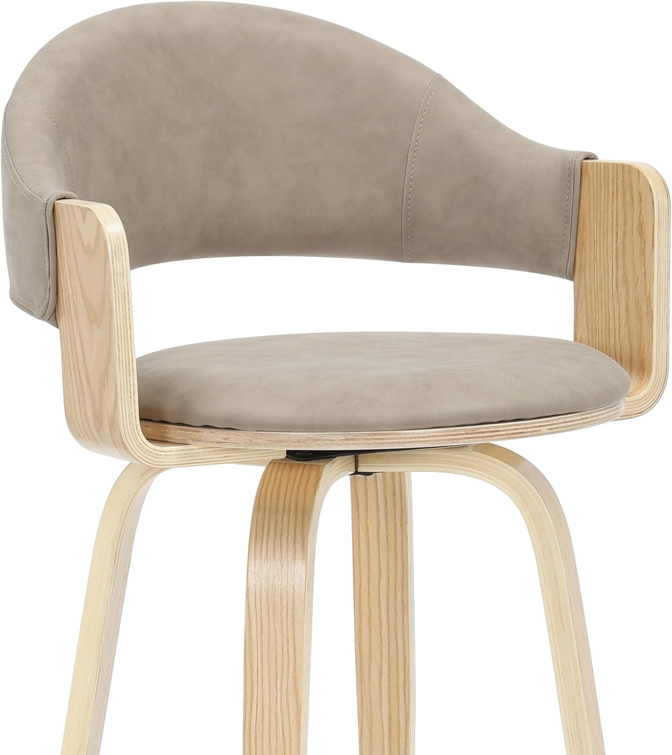image:imageDaxton 40 in H Swivel Bar Height Vintage Green Round Back Wood Bar Stool with Faux Leather SeatVintage TaupeOak