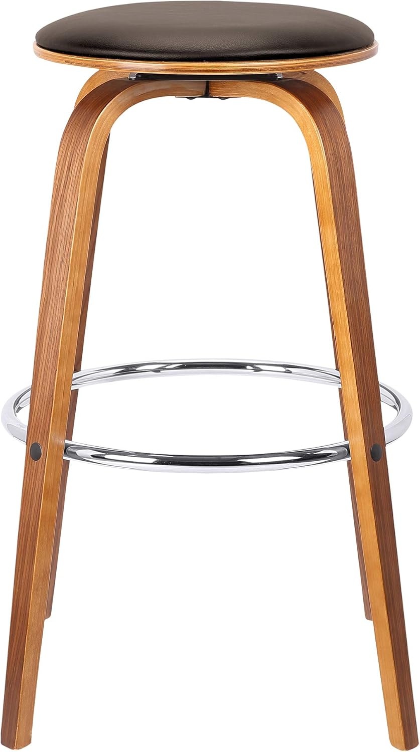 image:imageHarbor 30 Bar Height Backless Swivel Gray Faux Leather and Black Wood MidCentury Modern Bar Stool Set of 2Brown
