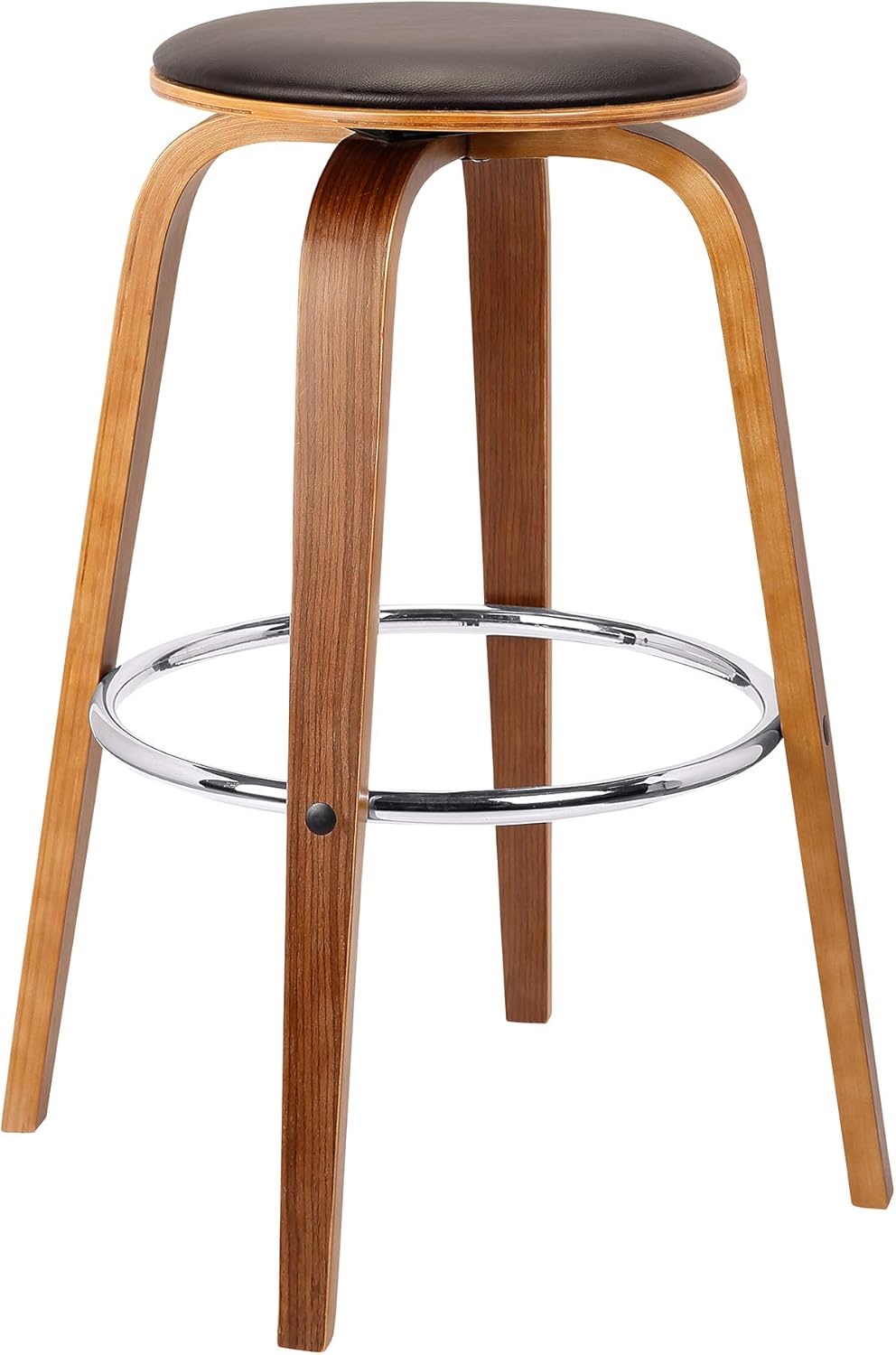 image:imageHarbor 30 Bar Height Backless Swivel Gray Faux Leather and Black Wood MidCentury Modern Bar Stool Set of 2Brown
