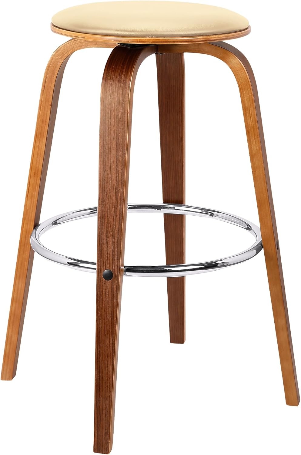 image:imageHarbor 30 Bar Height Backless Swivel Gray Faux Leather and Black Wood MidCentury Modern Bar Stool Set of 2Cream