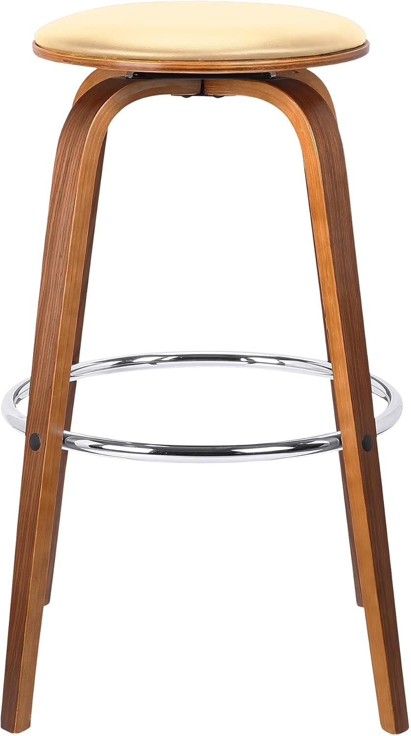 image:imageHarbor 30 Bar Height Backless Swivel Gray Faux Leather and Black Wood MidCentury Modern Bar Stool Set of 2Cream
