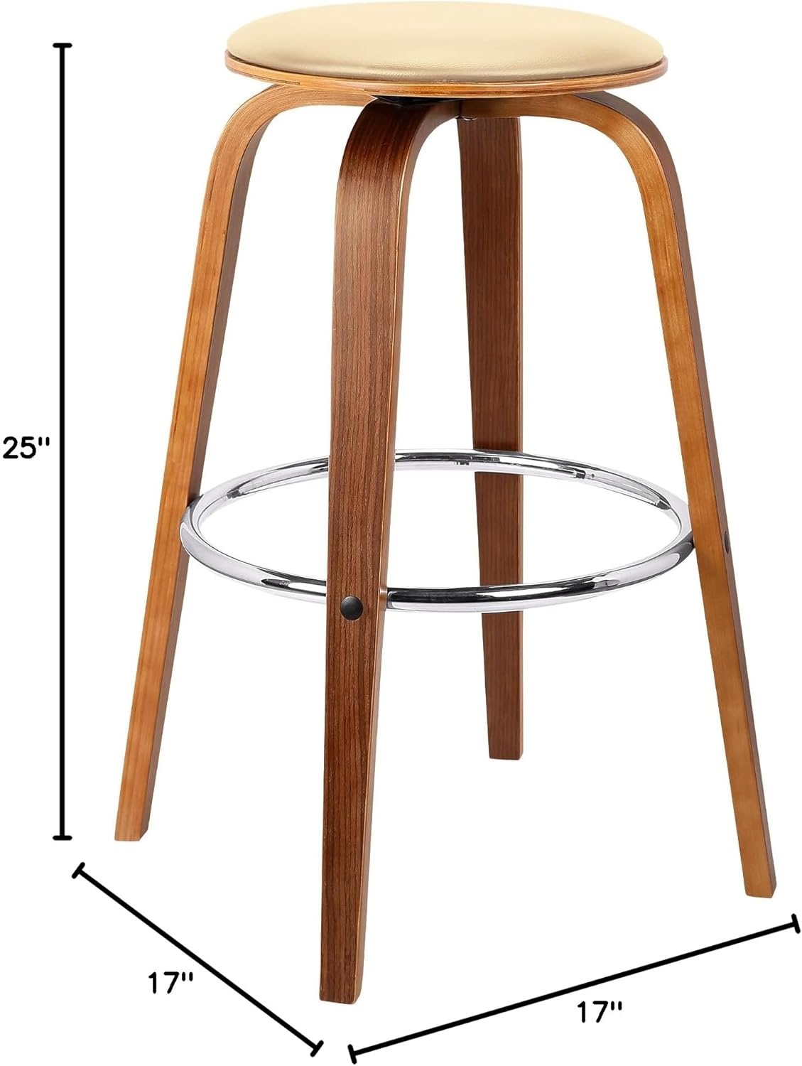image:imageHarbor 30 Bar Height Backless Swivel Gray Faux Leather and Black Wood MidCentury Modern Bar Stool Set of 2Cream