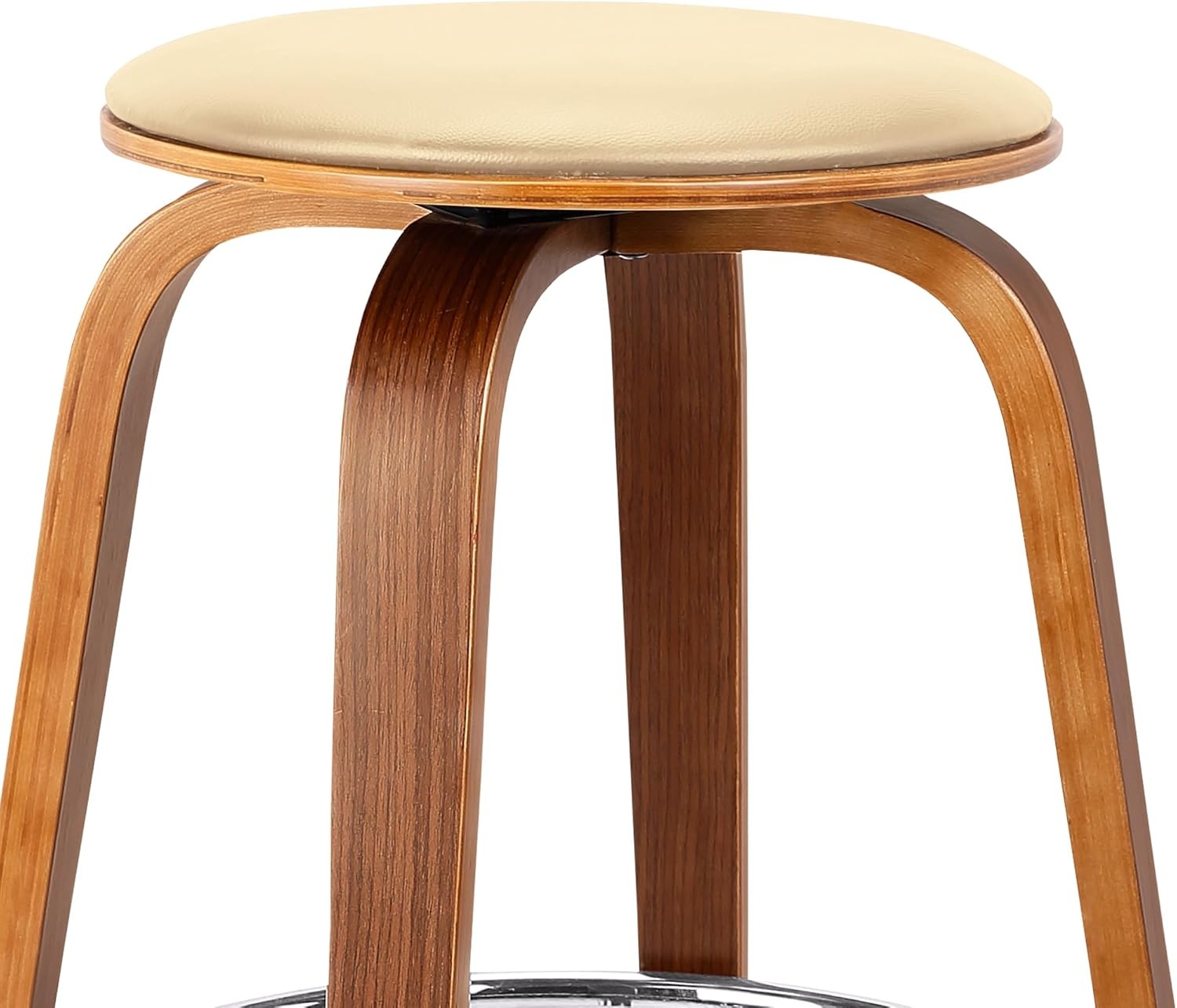 image:imageHarbor 30 Bar Height Backless Swivel Gray Faux Leather and Black Wood MidCentury Modern Bar Stool Set of 2Cream
