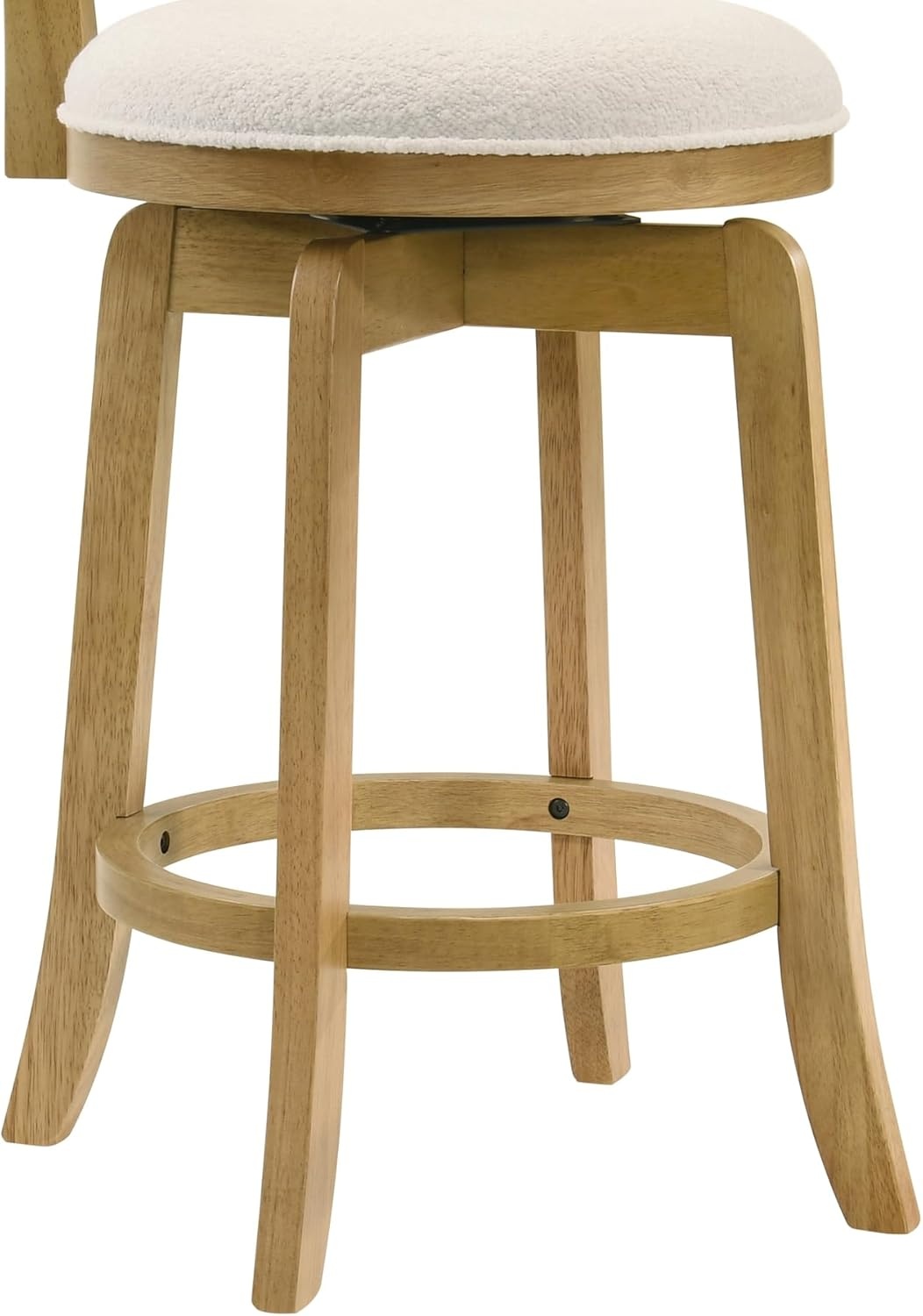 image:imageMelindra Modern Farmhouse Swivel Wood Bar Height Kitchen Bar Stool in Putty Brown Finish with White Boucle Fabric Upholstered Seat Set of 3WhiteAmber Glow