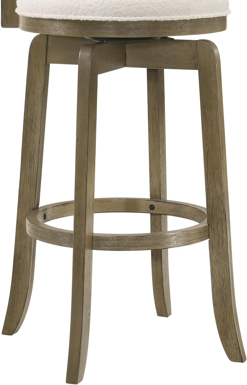 image:imageMelindra Modern Farmhouse Swivel Wood Counter Height Kitchen Bar Stool in Putty Brown Finish with White Boucle Fabric Upholstered SeatWhitePutty Brown