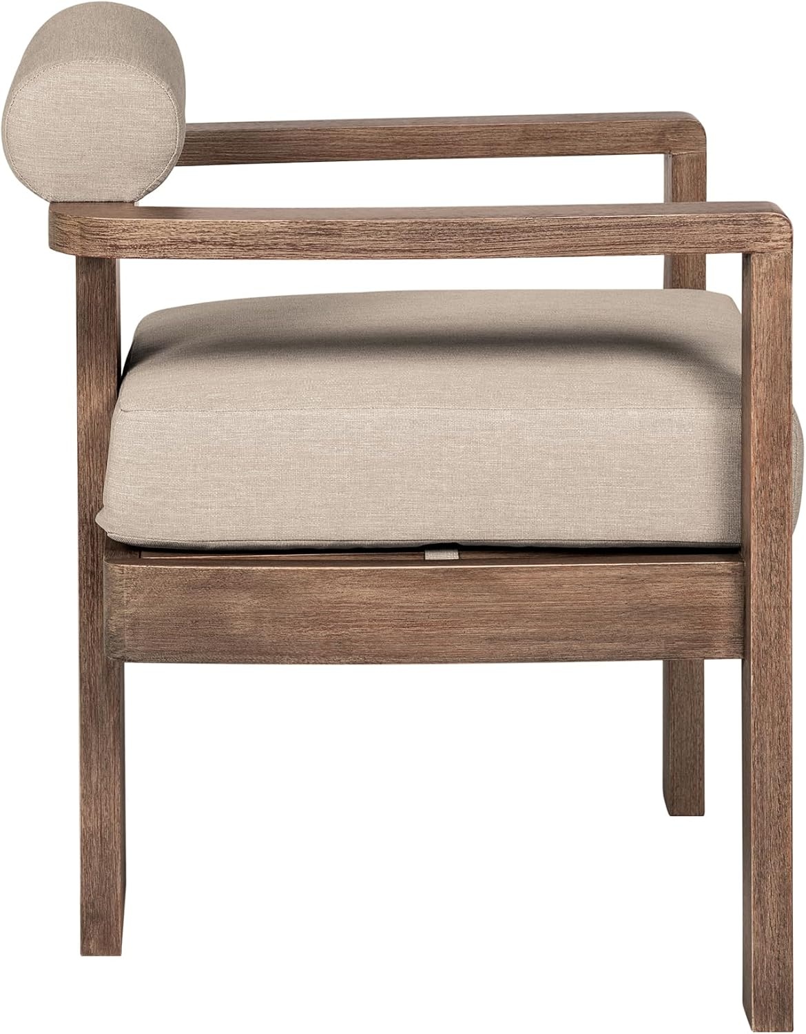 image:imageRelic Outdoor Patio Dining Chair in Weathered Eucalyptus Wood with Taupe Olefin Cushions Set of 2Set of 2