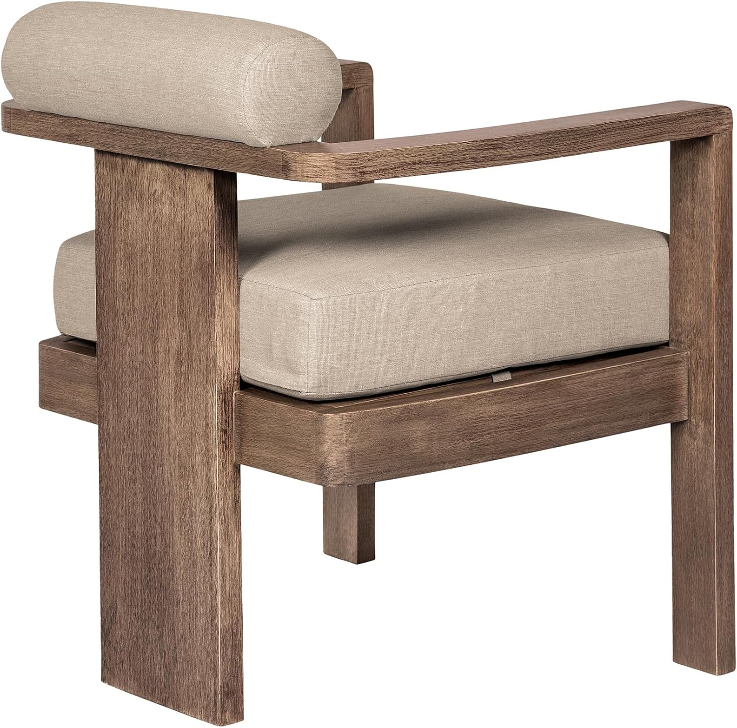 image:imageRelic Outdoor Patio Dining Chair in Weathered Eucalyptus Wood with Taupe Olefin Cushions Set of 2Set of 3