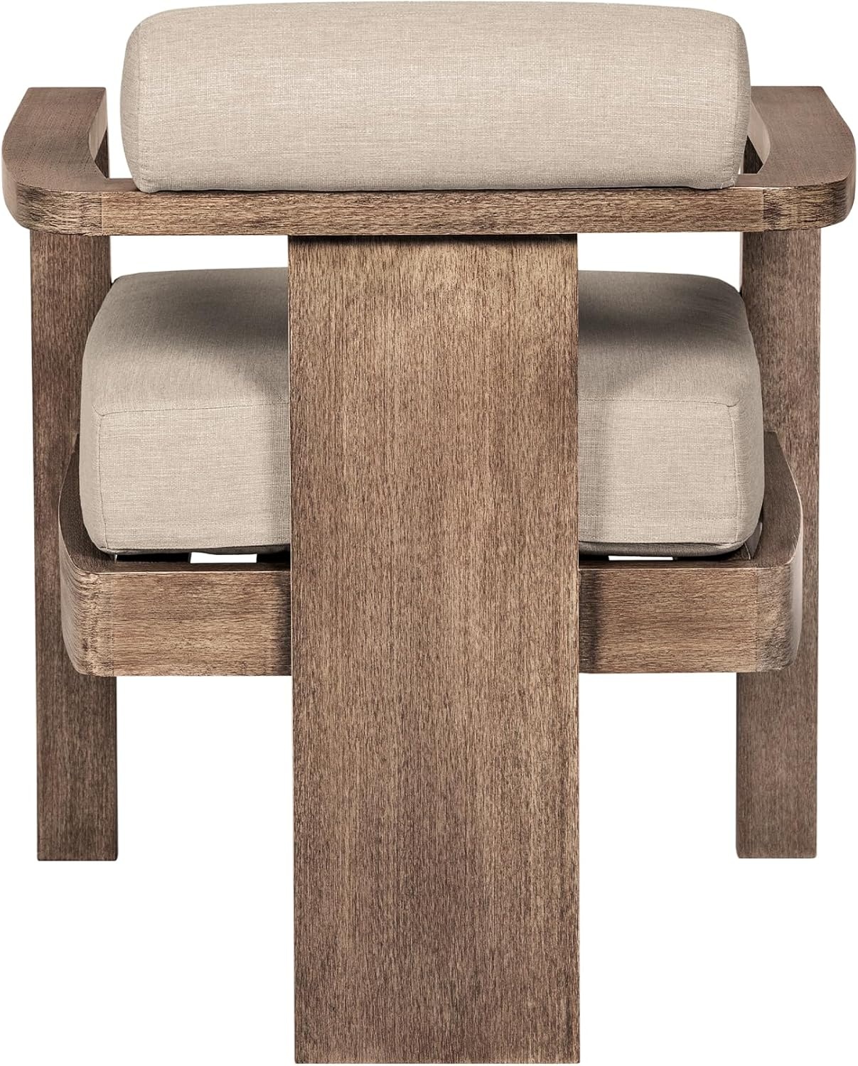 image:imageRelic Outdoor Patio Dining Chair in Weathered Eucalyptus Wood with Taupe Olefin Cushions Set of 2Set of 3