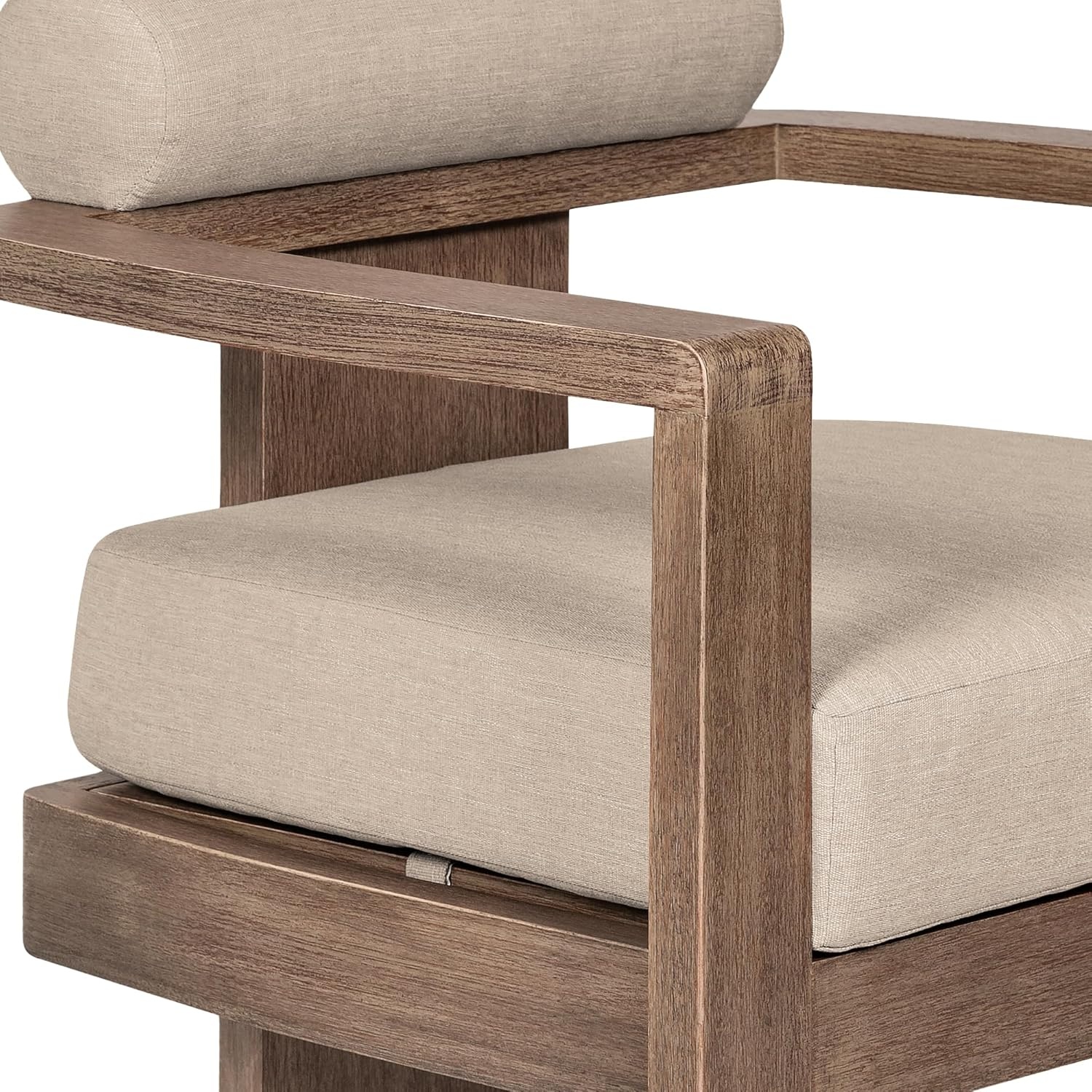 image:imageRelic Outdoor Patio Dining Chair in Weathered Eucalyptus Wood with Taupe Olefin Cushions Set of 2Set of 3