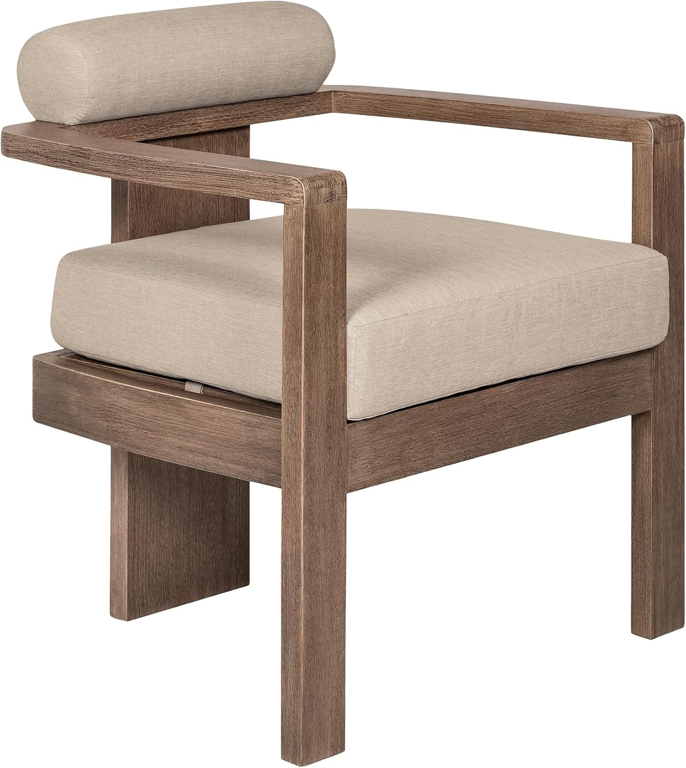 image:imageRelic Outdoor Patio Dining Chair in Weathered Eucalyptus Wood with Taupe Olefin Cushions Set of 2Set of 3