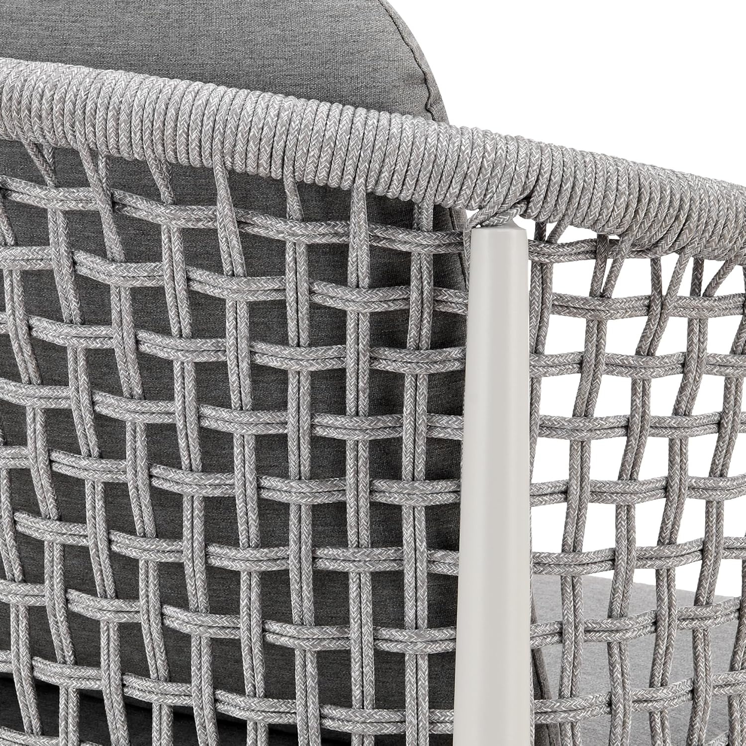 image:imageRhodes Outdoor Patio Dining Chair in Aluminum with Light Gray Rope and Cushions Set of 2
